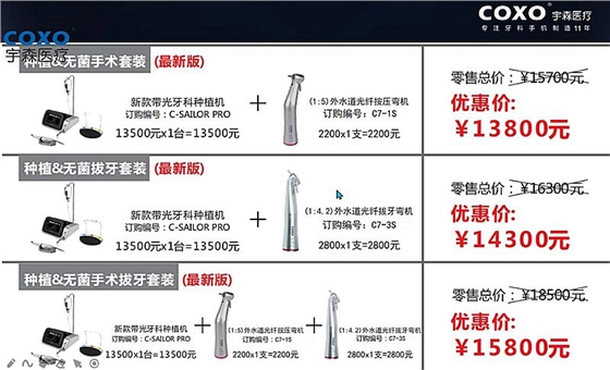 宇森牙科手机新品推介会，无菌拔牙手机、1:4.2增速反角光纤手机c7-3s。 dot雷竞技官方
热线17791999852